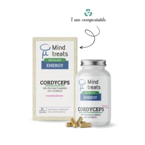 cordyceps energy extract capsules, cordyceps sinensis energy fitness, caterpillar fungus, 30% polysccharides box compostable