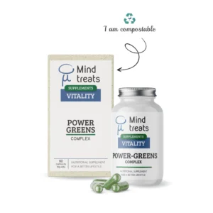 power greens capsules, super greens capsules, powder packaging box compostable