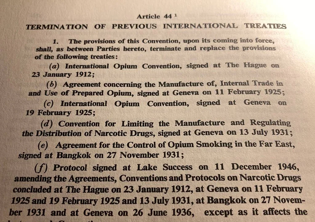history of psilocybin microdosing, convention on drugs 1961